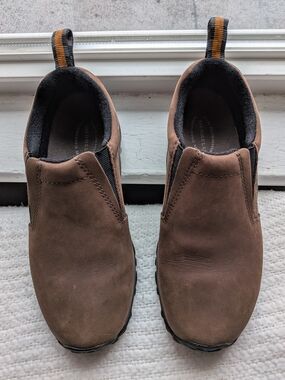 Merrell W's Brown Jungle Moc Slip-On Nubuck Leather Shoes Sz.6.5